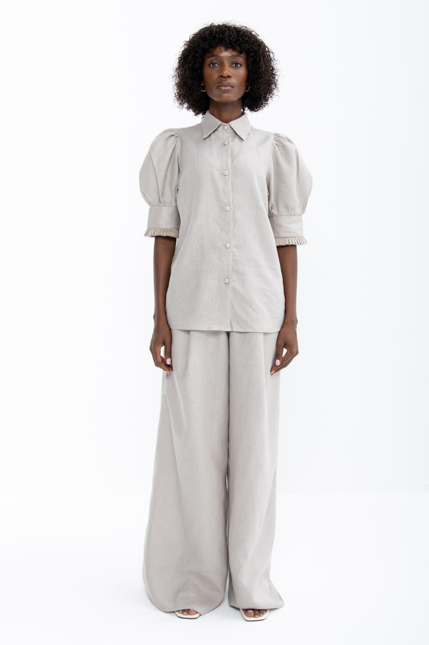 Mian Wide Leg Linen Trousers | Oatmeal