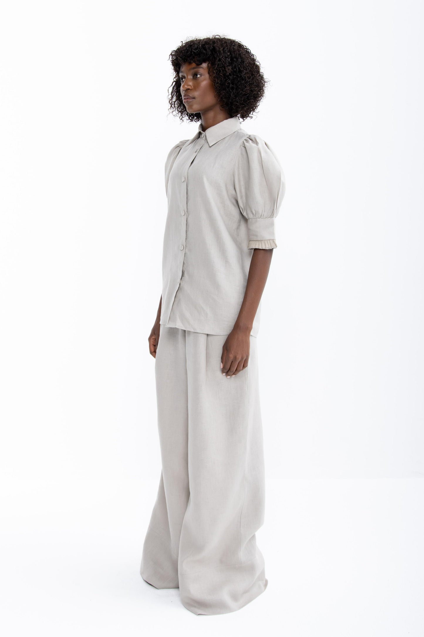 Mian Wide Leg Linen Trousers | Oatmeal