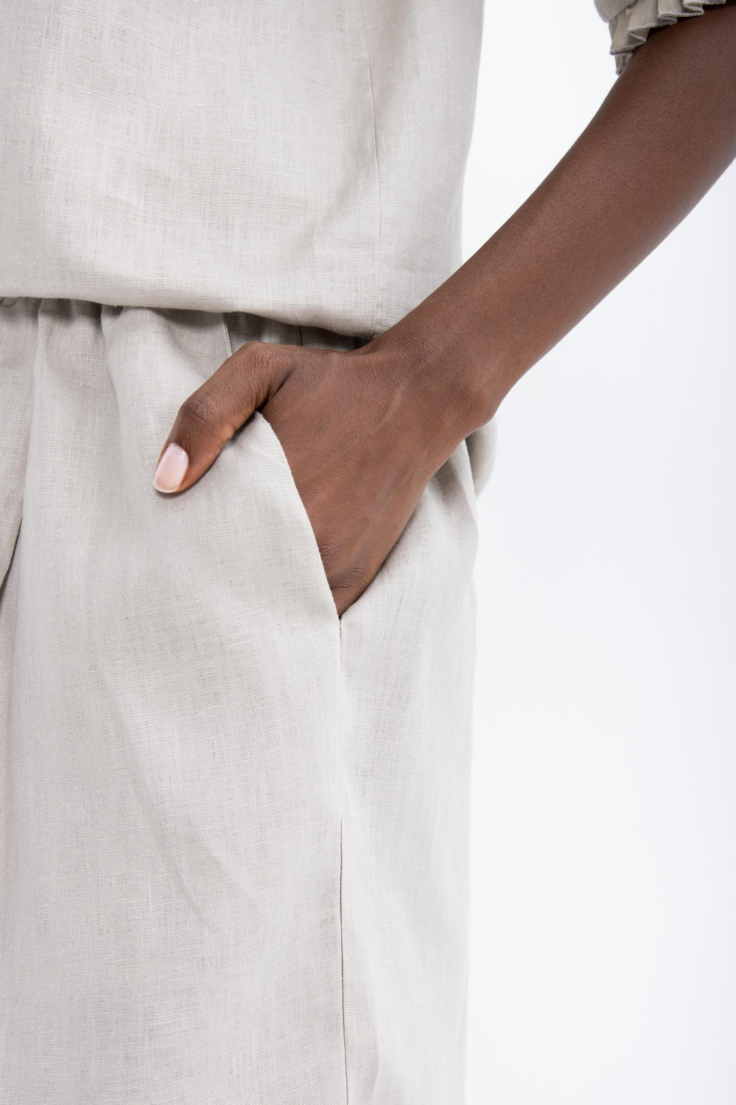 Mian Wide Leg Linen Trousers | Oatmeal