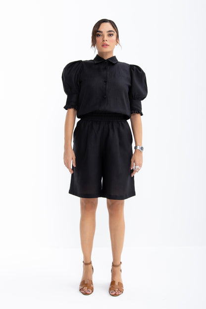 Mian Linen Shorts | Black