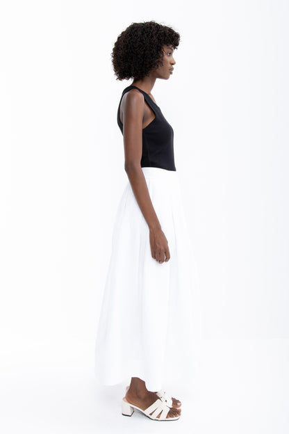 Layla Linen Blend Skirt | White