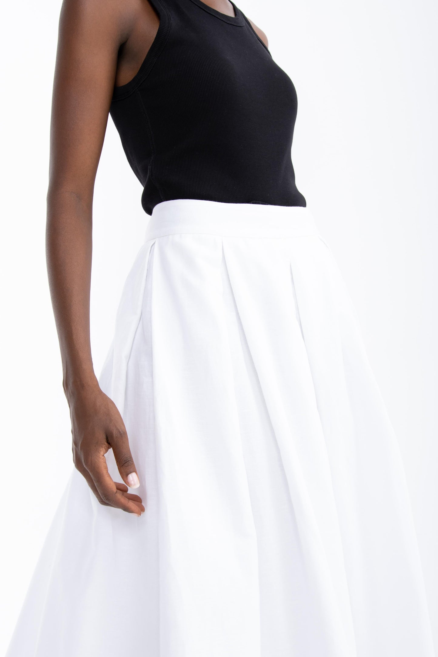 Layla Linen Blend Skirt | White