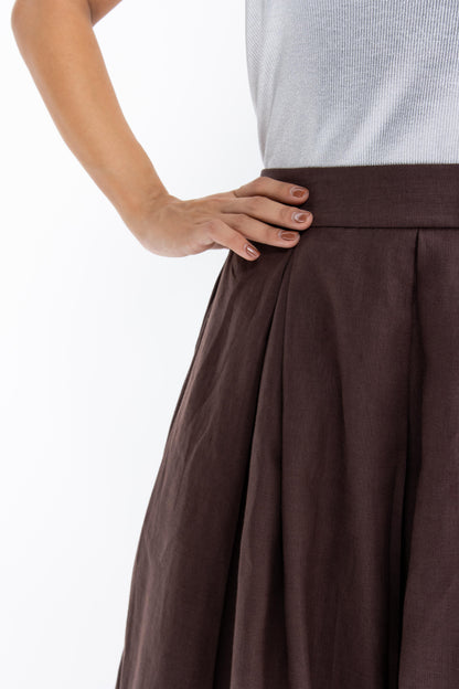 Layla Linen Blend Skirt | Brown