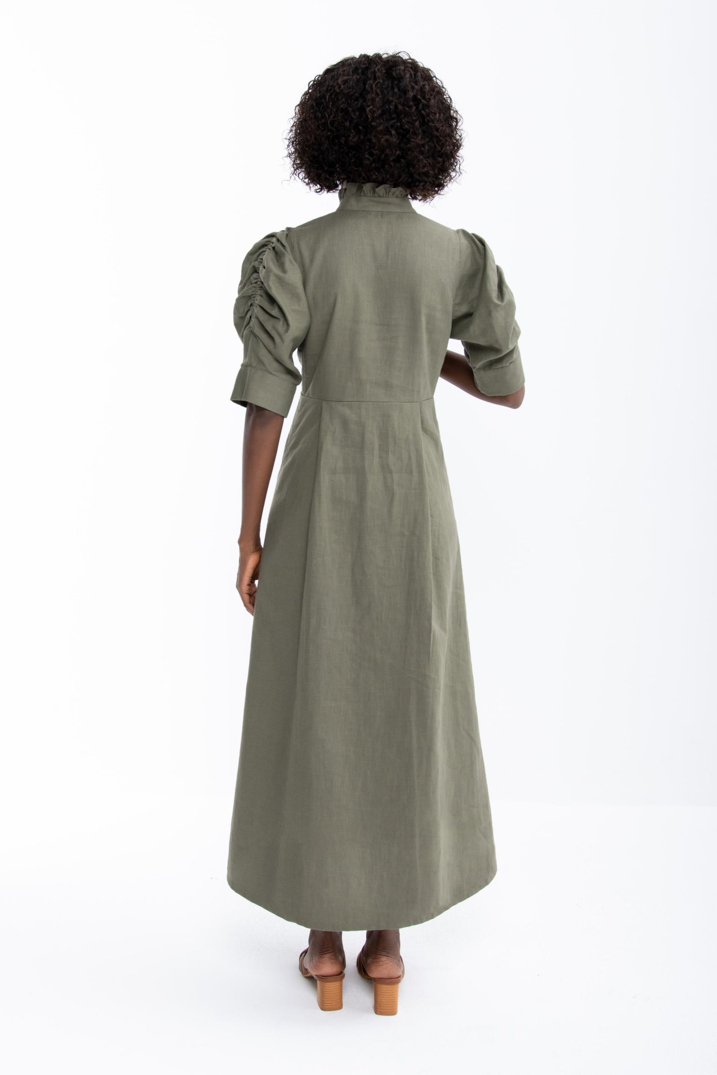 Farah Linen Button Down Dress I Khaki