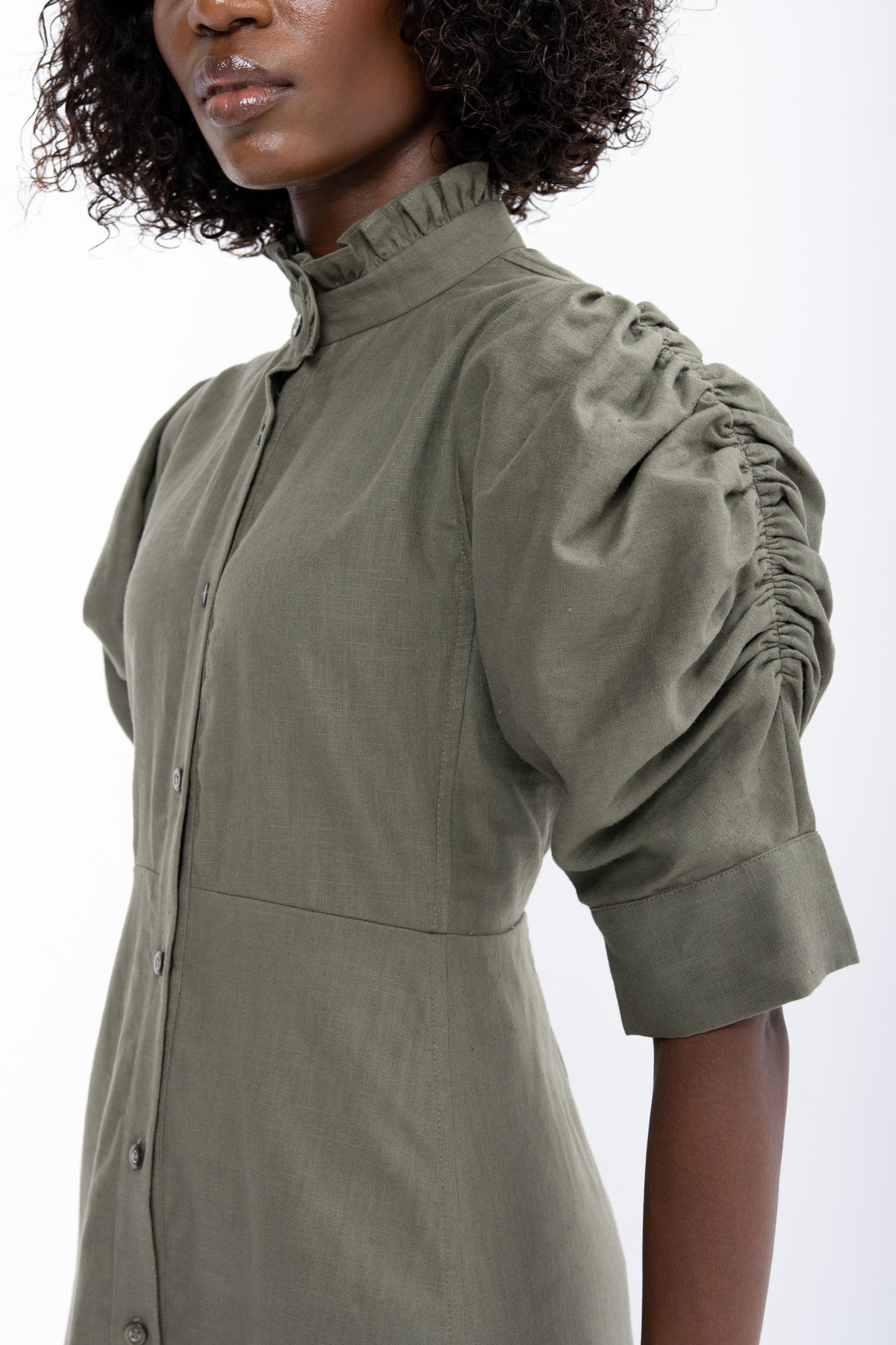 Farah Linen Button Down Dress I Khaki