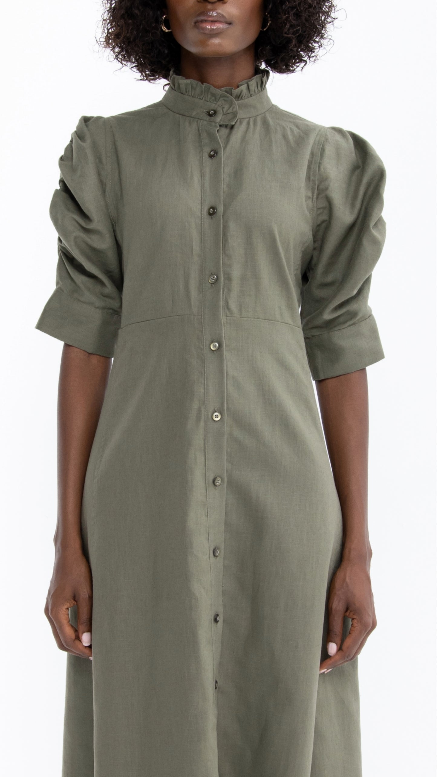 Farah Linen Button Down Dress I Khaki